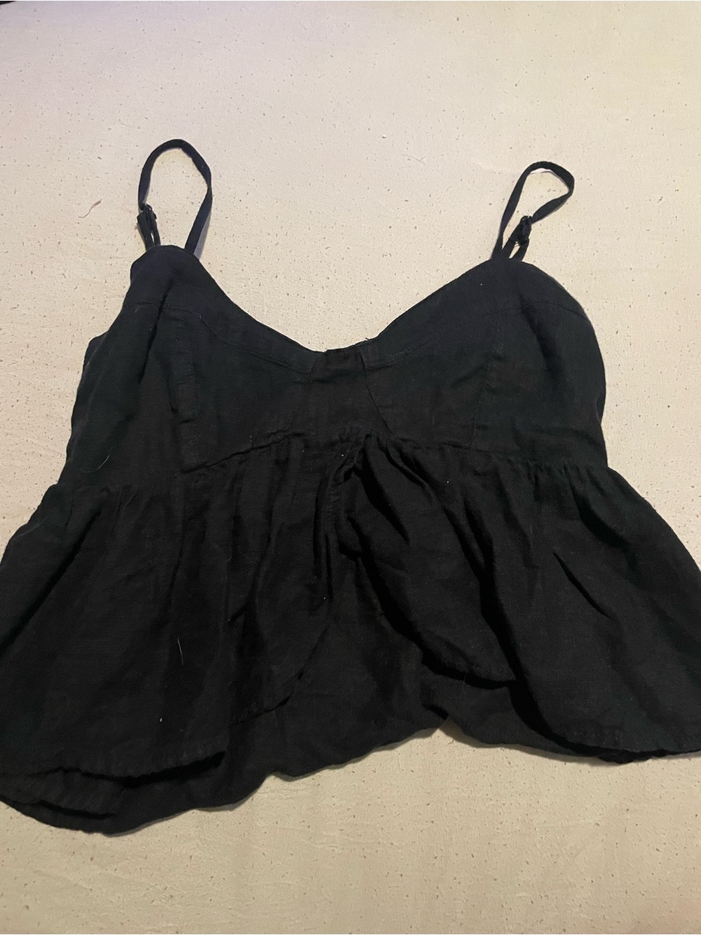 American Eagle Outfitters Black Spaghetti Strap Peplum Cami